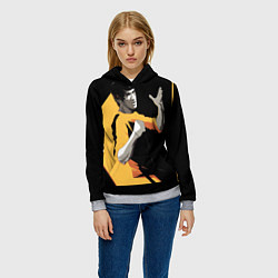 Толстовка-худи женская Брюс Ли арт, цвет: 3D-меланж — фото 2
