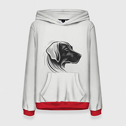 Толстовка-худи женская Стилизованный арт пса, цвет: 3D-красный