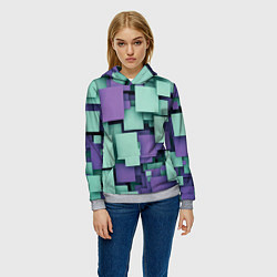 Толстовка-худи женская Trendy geometric pattern, цвет: 3D-меланж — фото 2