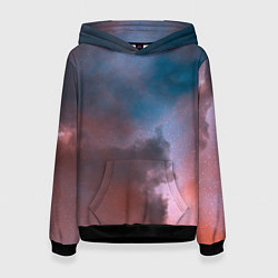 Толстовка-худи женская Сплетение двух космических сияний, цвет: 3D-черный