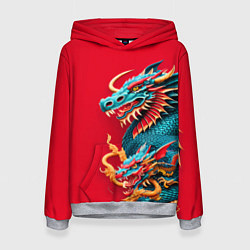 Толстовка-худи женская Japanese dragon - irezumi, цвет: 3D-меланж