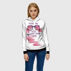Толстовка-худи женская Разбитые розовые очки, цвет: 3D-черный — фото 2