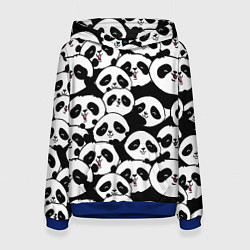 Толстовка-худи женская Весёлые панды, цвет: 3D-синий