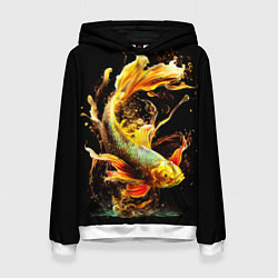 Толстовка-худи женская Рыба пламенный дракон, цвет: 3D-белый