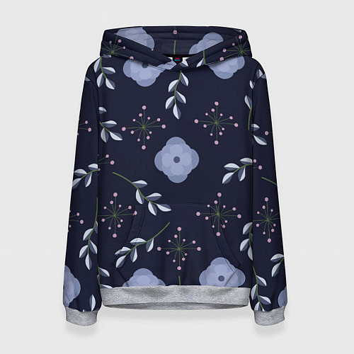 Женская толстовка Цветок и веточка, двух цветная ветка / 3D-Меланж – фото 1