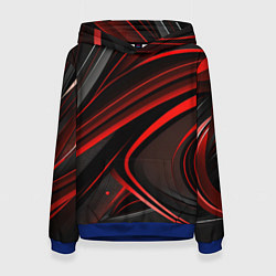 Толстовка-худи женская Black and red abstract, цвет: 3D-синий