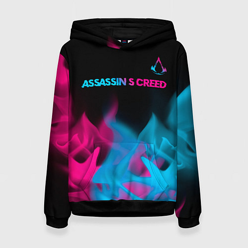 Женская толстовка Assassins Creed - neon gradient: символ сверху / 3D-Черный – фото 1