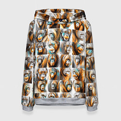 Толстовка-худи женская Орангутаны, цвет: 3D-меланж