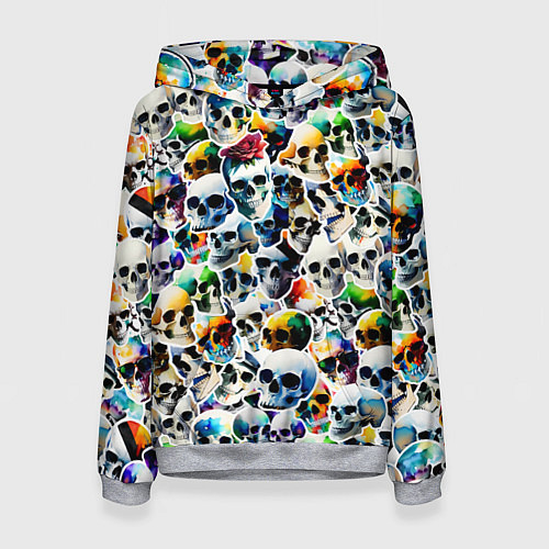 Женская толстовка Акварельные черепа / 3D-Меланж – фото 1