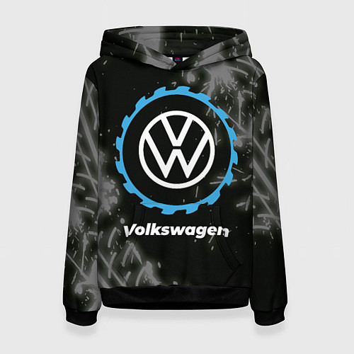 Женская толстовка Volkswagen в стиле Top Gear со следами шин на фоне / 3D-Черный – фото 1