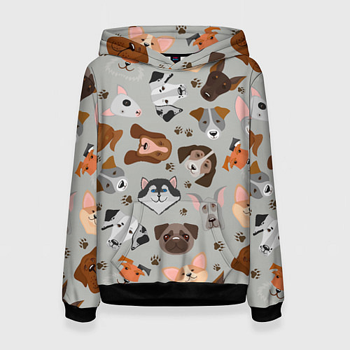 Женская толстовка Dog pattern color / 3D-Черный – фото 1