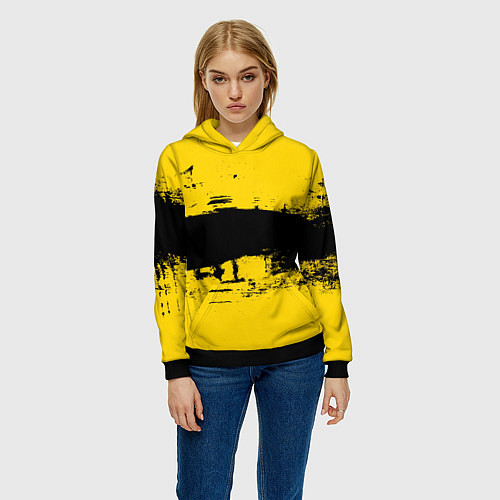 Женская толстовка Черно-желтая полоса Cyberpunk 2077 / 3D-Черный – фото 3
