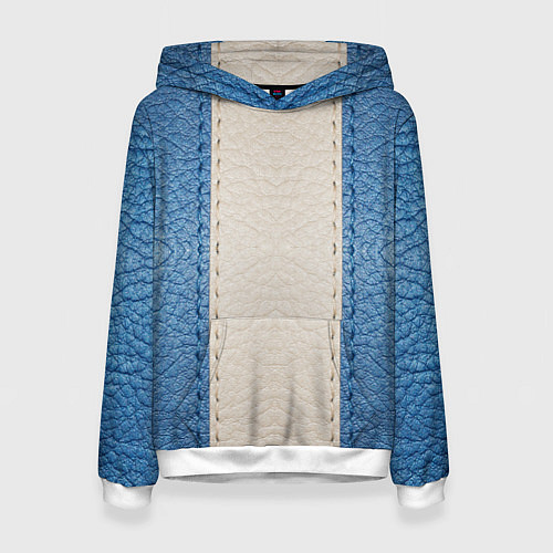 Женская толстовка Кожа синяя белая / 3D-Белый – фото 1