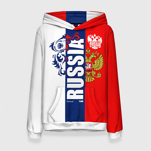 Женская толстовка Russia national team: white blue red / 3D-Белый – фото 1