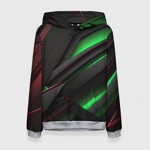 Женская толстовка Объемная текстура с зеленым свечением / 3D-Меланж – фото 1