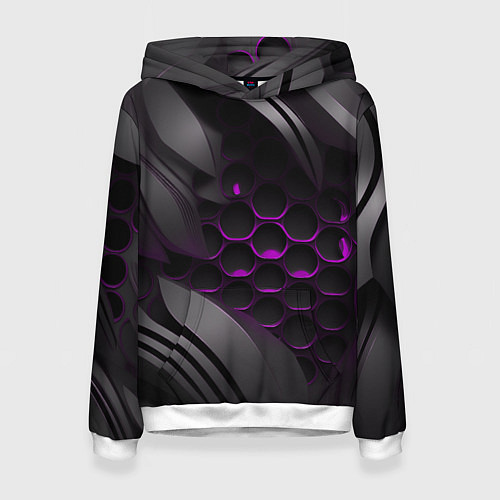 Женская толстовка Черные объекты с фиолетовой сеткой / 3D-Белый – фото 1