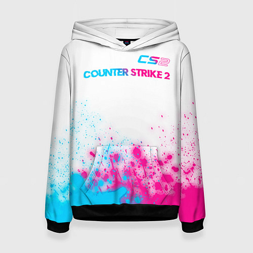 Женская толстовка Counter Strike 2 neon gradient style: символ сверх / 3D-Черный – фото 1