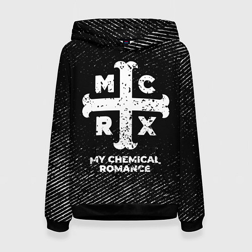 Женская толстовка My Chemical Romance с потертостями на темном фоне / 3D-Черный – фото 1