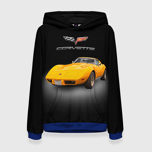 Женская толстовка Американский спорткар Chevrolet Corvette Stingray / 3D-Синий – фото 1