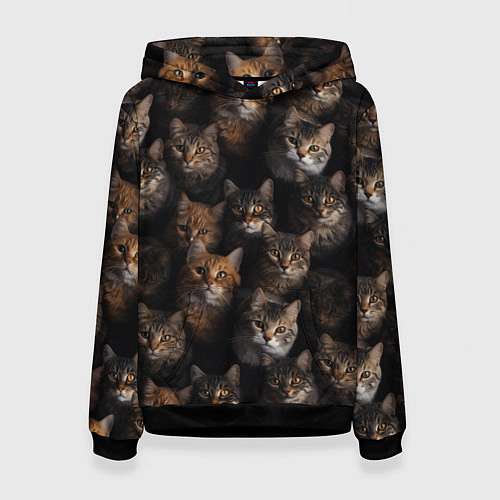 Женская толстовка Паттерн из котов / 3D-Черный – фото 1