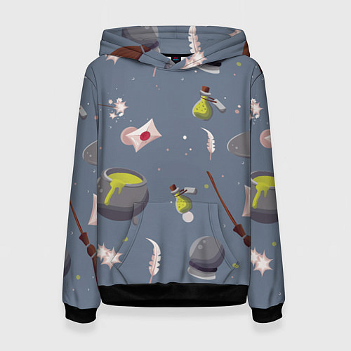 Женская толстовка Паттерн с магическими принадлежностями / 3D-Черный – фото 1