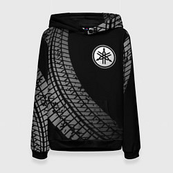 Толстовка-худи женская Yamaha tire tracks, цвет: 3D-черный