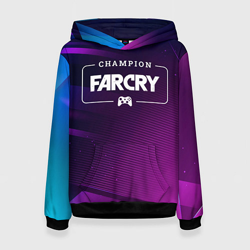 Женская толстовка Far Cry gaming champion: рамка с лого и джойстиком / 3D-Черный – фото 1
