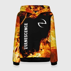Толстовка-худи женская Evanescence и пылающий огонь, цвет: 3D-черный
