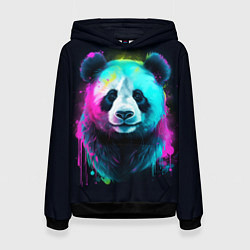 Толстовка-худи женская Панда в неоновых красках, цвет: 3D-черный