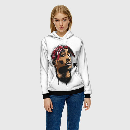 Женская толстовка 2Pac - Тупак Шакур / 3D-Черный – фото 3