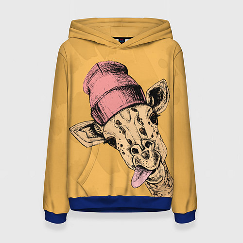 Женская толстовка Жираф дразнит / 3D-Синий – фото 1