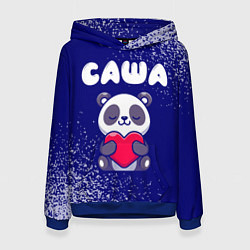 Толстовка-худи женская Саша панда с сердечком, цвет: 3D-синий