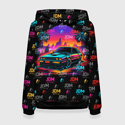 Толстовка-худи женская JDM neon style, цвет: 3D-черный