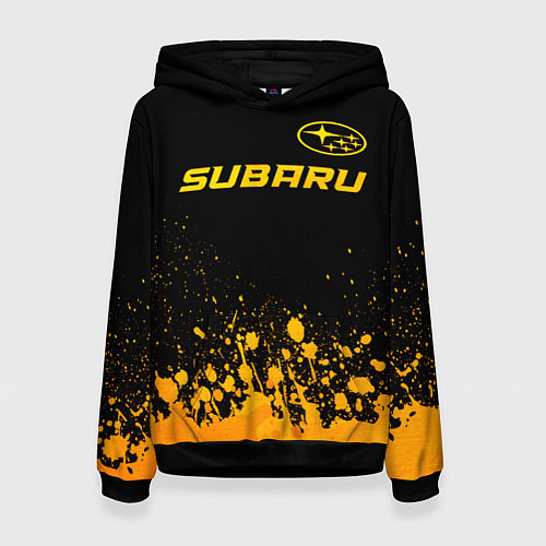 Женская толстовка Subaru - gold gradient: символ сверху / 3D-Черный – фото 1