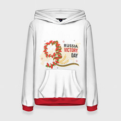 Толстовка-худи женская 9 мая - russia victory day, цвет: 3D-красный