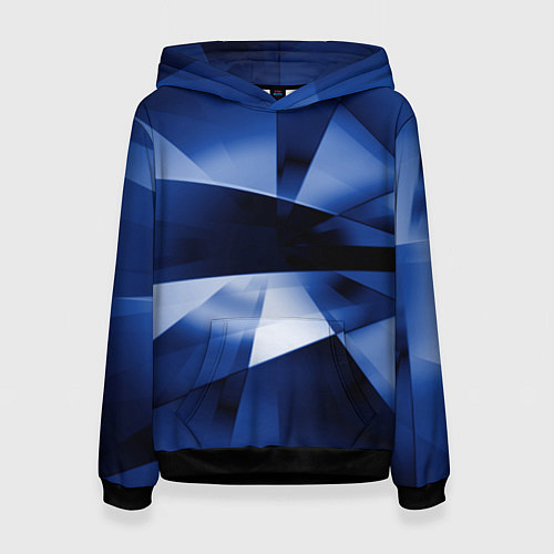 Женская толстовка Синие лучи и отражения в абстракции / 3D-Черный – фото 1