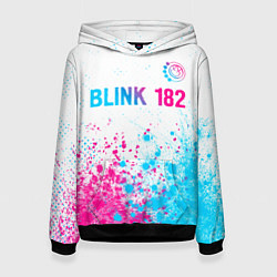 Толстовка-худи женская Blink 182 neon gradient style: символ сверху, цвет: 3D-черный