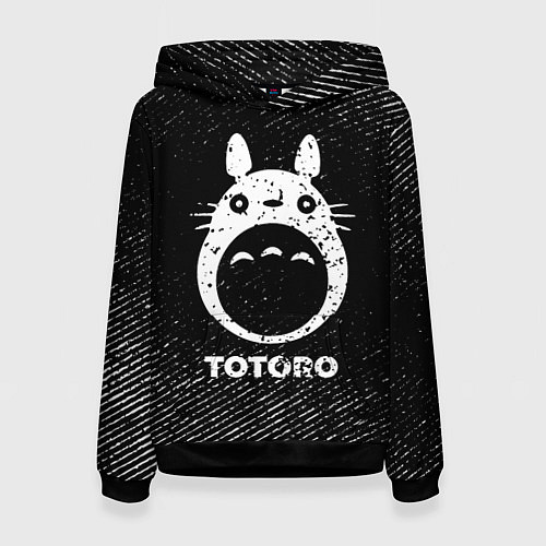 Женская толстовка Totoro с потертостями на темном фоне / 3D-Черный – фото 1