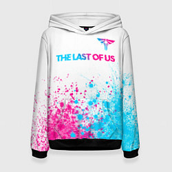 Толстовка-худи женская The Last Of Us neon gradient style: символ сверху, цвет: 3D-черный
