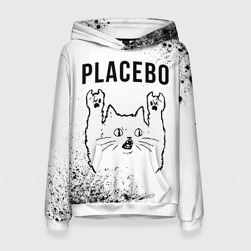 Женская толстовка Placebo рок кот на светлом фоне / 3D-Белый – фото 1