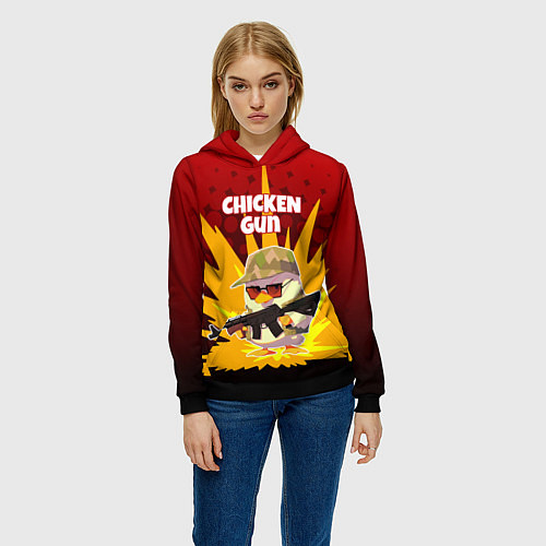 Женская толстовка Chicken Gun - спецназ / 3D-Черный – фото 3
