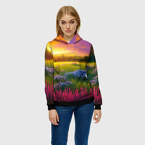 Женская толстовка Летний закат / 3D-Черный – фото 3