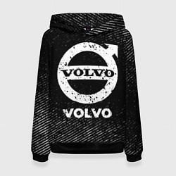 Толстовка-худи женская Volvo с потертостями на темном фоне, цвет: 3D-черный