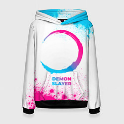 Толстовка-худи женская Demon Slayer neon gradient style, цвет: 3D-черный