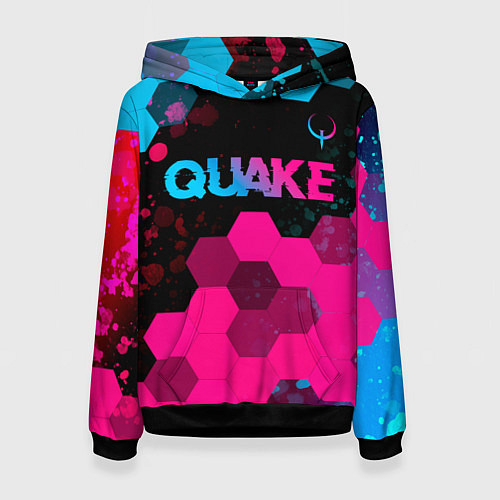 Женская толстовка Quake - neon gradient: символ сверху / 3D-Черный – фото 1