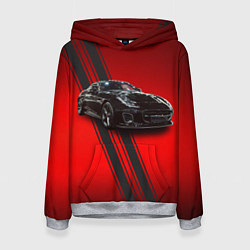 Толстовка-худи женская Английский спортивный автомобиль Jaguar, цвет: 3D-меланж