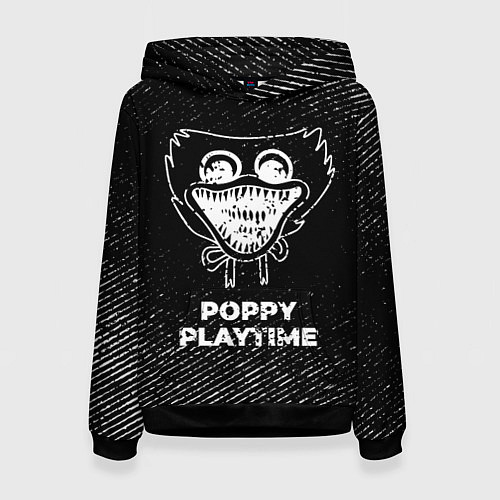 Женская толстовка Poppy Playtime с потертостями на темном фоне / 3D-Черный – фото 1