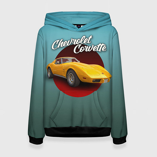 Женская толстовка Американский спорткар Chevrolet Corvette Stingray / 3D-Черный – фото 1