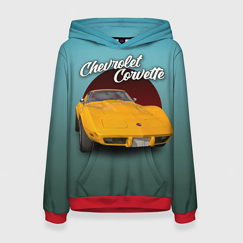 Женская толстовка Американский спорткар Chevrolet Corvette Stingray / 3D-Красный – фото 1