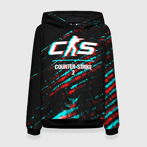 Женская толстовка Counter-Strike 2 в стиле glitch и баги графики на / 3D-Черный – фото 1